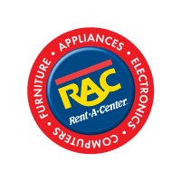 The Rent-A-Center logo. A red circle around a blue circle with the capital letters RAC in yellow at the center.